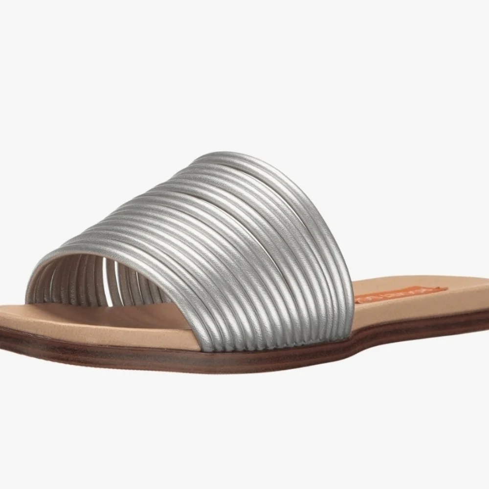 Rocket Dog Womens Nessa Strappy Slide Sandals. SZ 8M. Silver